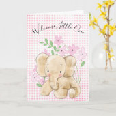 Elefant in Blume für Neugeborene Karte (Gelbe Blume)