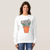 Elefant in Blumentop Funny Elephant Pflanze Sweatshirt (Vorne ganz)