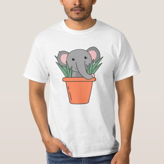 Elefant in Blumentop Funny Elephant Pflanze T-Shirt (Vorderseite)