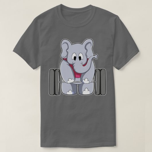 Elefant in Bodybuilding mit Barbell T-Shirt (Design vorne)