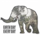 Elefant in den Ruinen Kambodschas: Der "Earth Day Aufkleber (Vorderseite)