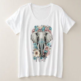 Elefant in der Blume Große Größe T-Shirt