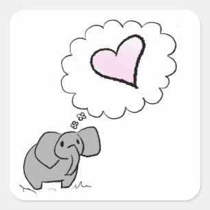 Elefant in der Liebe Quadratischer Aufkleber