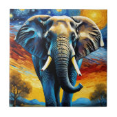 Elefant in der Sternennacht Fliese (Vorderseite)