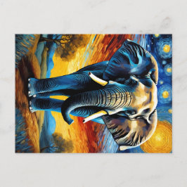 Elefant in der Sternennacht Postkarte