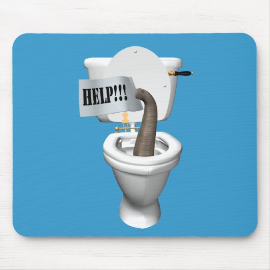 Elefant in der Toilette festgehalten Mousepad (Vorne)