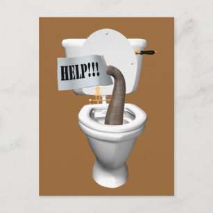 Elefant in der Toilette festgehalten Postkarte