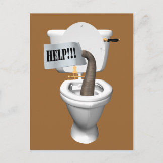 Elefant in der Toilette festgehalten Postkarte