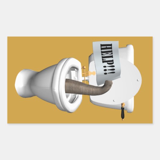 Elefant in der Toilette festgehalten Rechteckiger Aufkleber (Vorderseite)