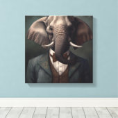 Elefant in einem Anzug | Tierart | Tier in einem A Leinwanddruck (Insitu (Holzboden))