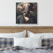 Elefant in einem Anzug | Tierart | Tier in einem A Leinwanddruck (Insitu (Schlafzimmer))