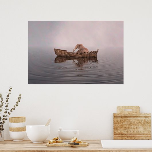 Elefant in einem Boot Poster (Küche)