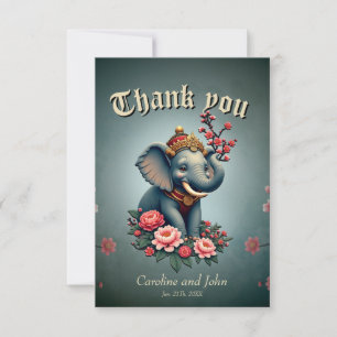 Elefant in einem Meer von ​ ​ Blume. Dankeskarte