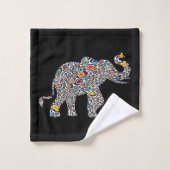 Elefant in einem psychedelischen Geparden Badhandtuch Set (Waschlappen)