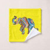 Elefant in einem psychedelischen Zebra-Muster Badhandtuch Set (Waschlappen)