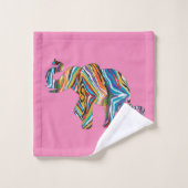 Elefant in einem psychedelischen Zebra-Muster Badhandtuch Set (Waschlappen)