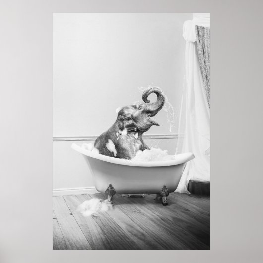 Elefant in einer Badewanne Poster (Vorne)