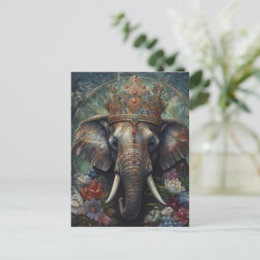 Elefant in einer Krone Postkarte (Stehend Vorderseite)
