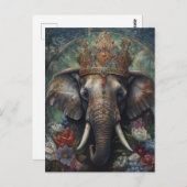 Elefant in einer Krone Postkarte (Vorne/Hinten)