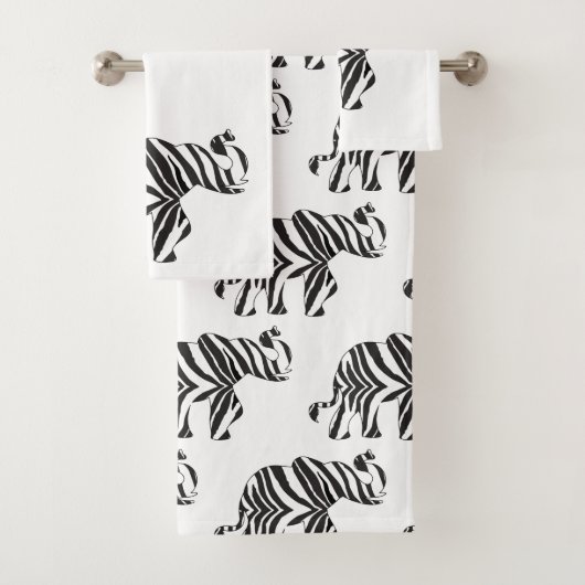 Elefant in einer Zebra-Print Badhandtuch Set (Insitu)