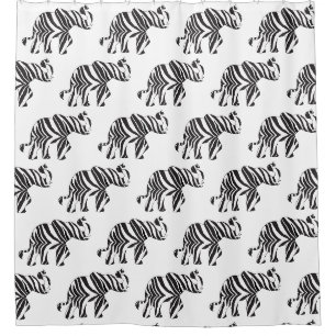Elefant in einer Zebra-Print Duschvorhang