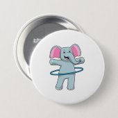 Elefant in Fitness mit Reifen der Fitness Button (Vorne & Hinten)