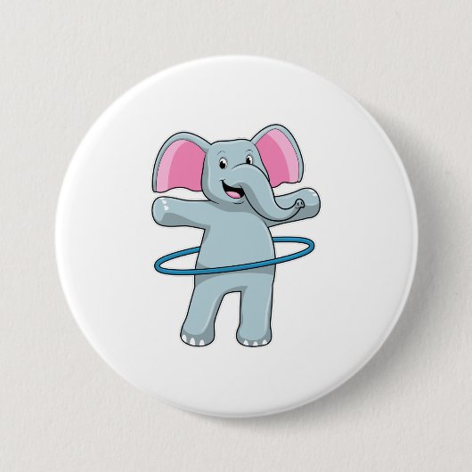Elefant in Fitness mit Reifen der Fitness Button (Vorderseite)