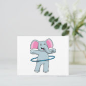 Elefant in Fitness mit Reifen der Fitness Postkarte (Stehend Vorderseite)