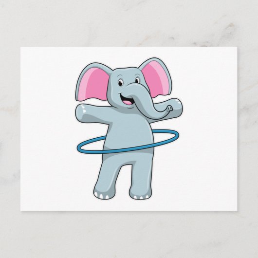 Elefant in Fitness mit Reifen der Fitness Postkarte (Vorderseite)
