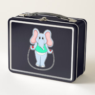 Elefant in Fitness mit Skipping rope.PNG Metall Brotdose