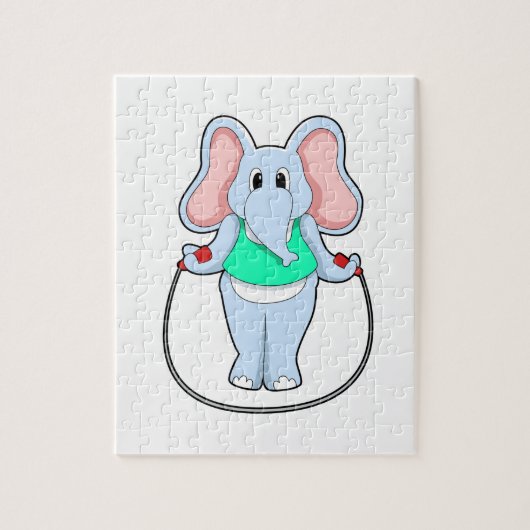 Elefant in Fitness mit Skipping rope.PNG Puzzle (Vertikal)
