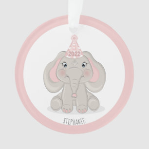 Elefant in Geburtstagshut Ornament