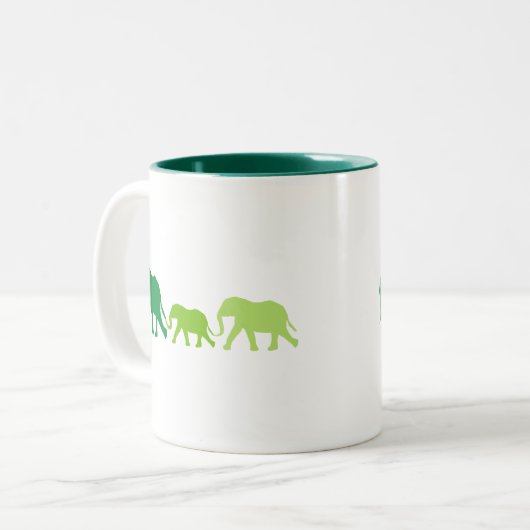 Elefant in Grün Zweifarbige Tasse (Vorderseite Links)