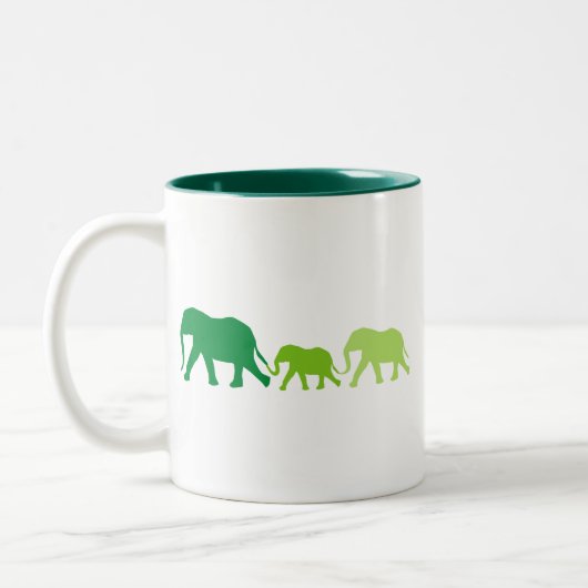 Elefant in Grün Zweifarbige Tasse (Links)