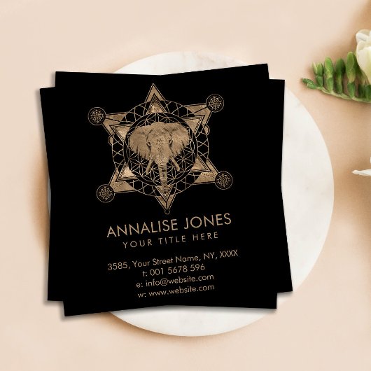 Elefant in Heiliger Geometrie Quadratische Visitenkarte