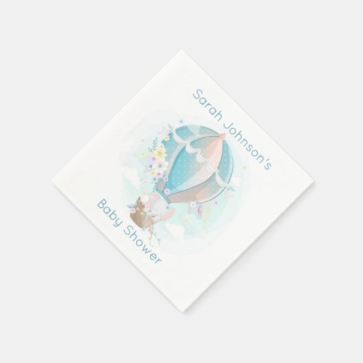 Elefant in Hot Air Balloon Babydusche Serviette (Ecke)