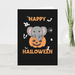 Elefant in Kürbis Süßer Elefant Frohes Halloween Karte
