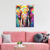Elefant in lebhaften Farben gestrichen Leinwanddruck (Insitu (Wohnzimmer))