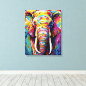Elefant in lebhaften Farben gestrichen Leinwanddruck (Insitu (Holzboden))