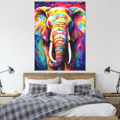 Elefant in lebhaften Farben gestrichen Leinwanddruck (Insitu (Schlafzimmer))