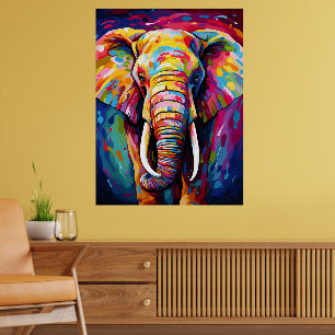 Elefant in lebhaften Farben gestrichen Poster