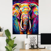 Elefant in lebhaften Farben gestrichen Poster (Heimbüro)
