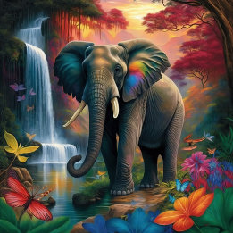 Elefant in majestätischer Landschaft Jigsaw Puzzle
