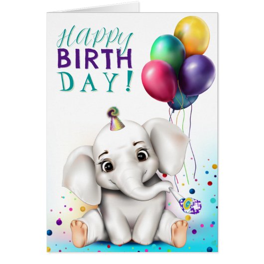 Elefant in Partyhut zum Geburtstag (Vorne)