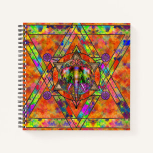 Elefant in Sacred Geometrie Zusammensetzung - Farb Notizblock