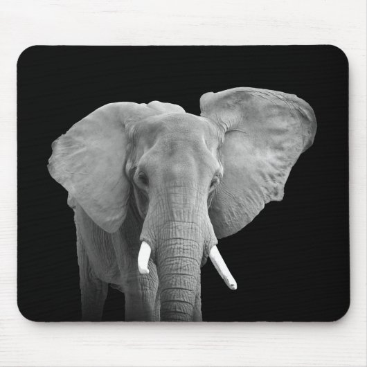 Elefant in Schwarz und Weiß Mousepad (Vorne)