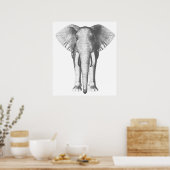 Elefant in Schwarz und Weiß Poster (Küche)