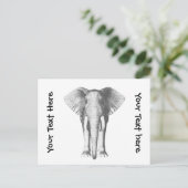Elefant in Schwarz und Weiß Postkarte (Stehend Vorderseite)