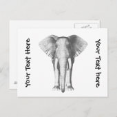 Elefant in Schwarz und Weiß Postkarte (Vorne/Hinten)
