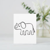 Elefant in Schwarz-Weiß-Zeichnung Postkarte (Stehend Vorderseite)